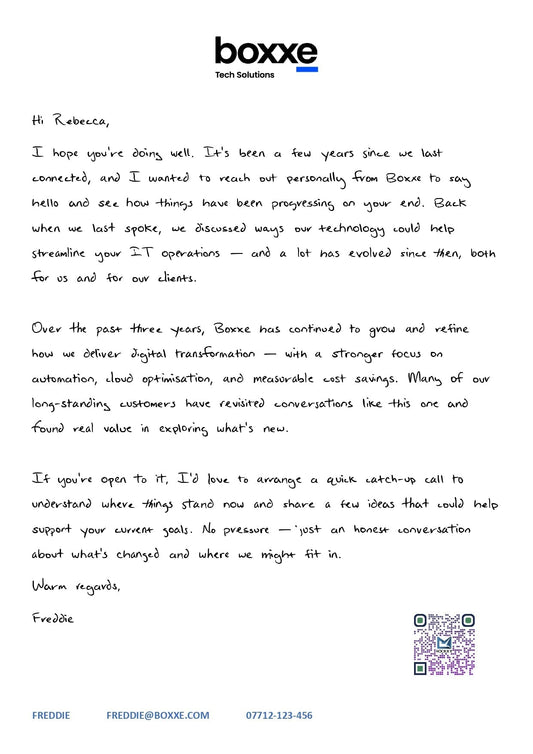 Letter Example for: Boxxe