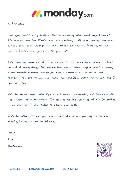 Letter Example for: Monday.com