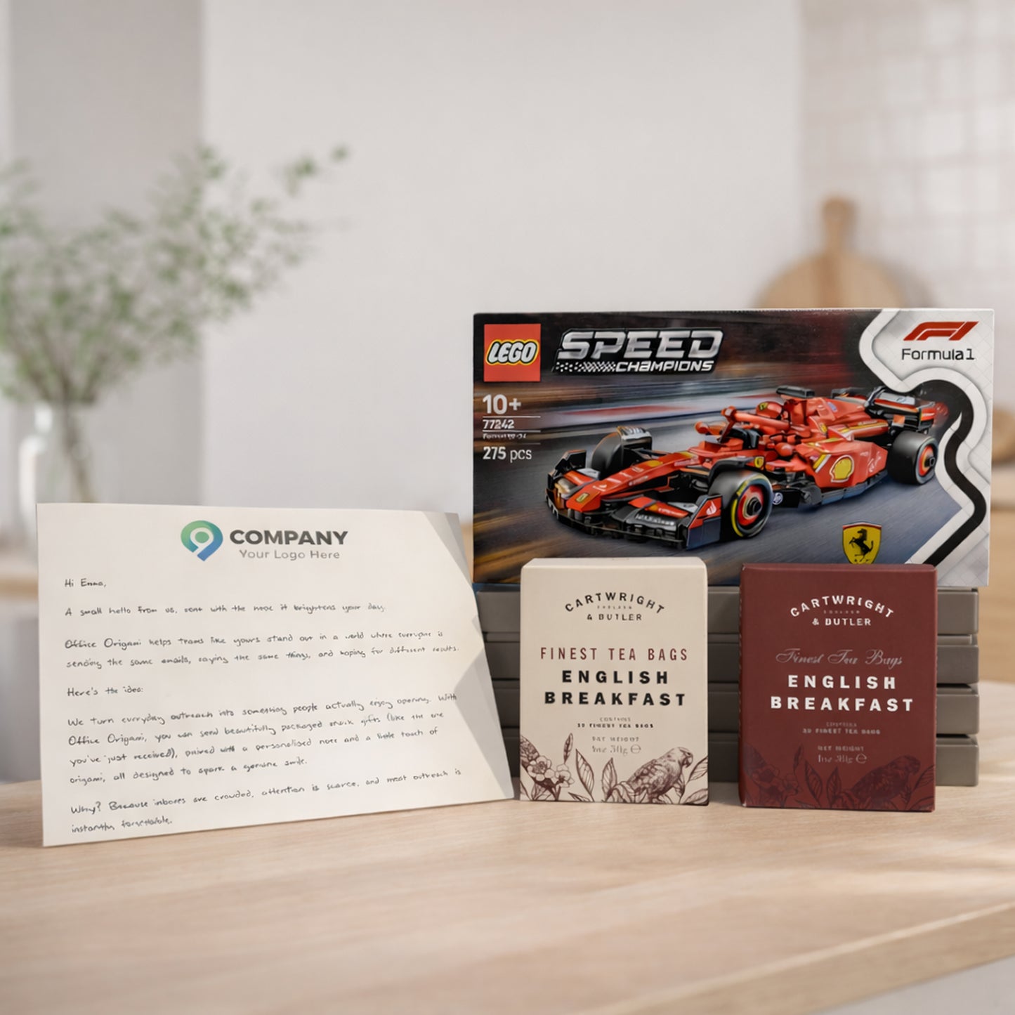 Lego F1 Ferrari + Tea Set + A4 Letter
