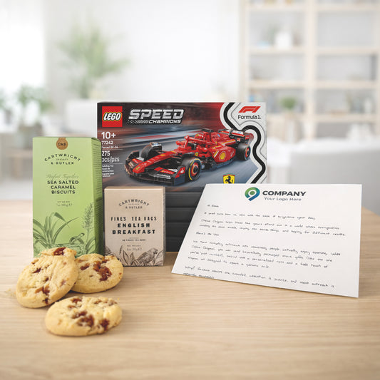 Lego F1 Ferrari + Cookies & Tea + A4 Letter